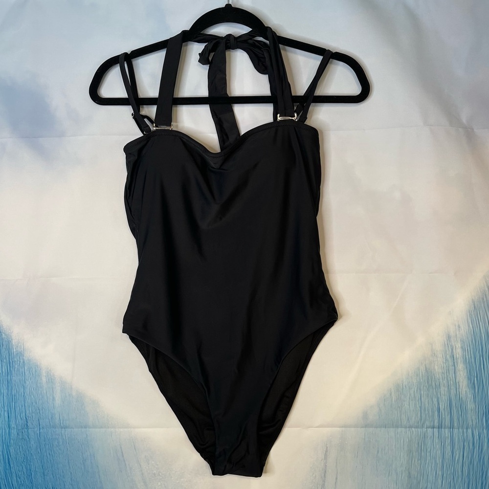 CAINTOO OnePiece Swimsuit Halter Neck, Straps Adjustable Removable M Black - Picture 5 of 12